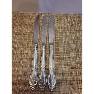 Customcraft Stainless Steel Flatware Monogram “D" Vintage 3 Knives By Japan